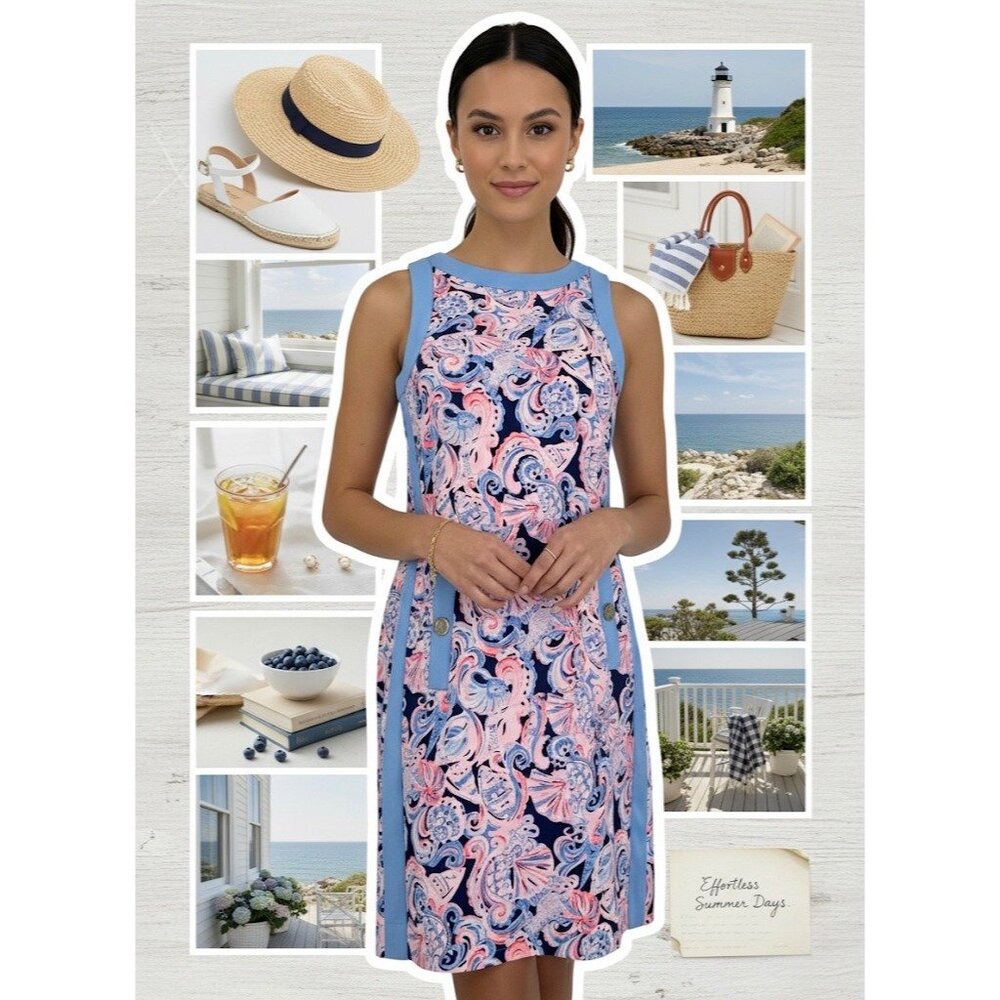Lilly Pulitzer Sleeveless Shell Print Shift Dress 2 | Coastal Preppy Resort Wear - Picture 16 of 16
